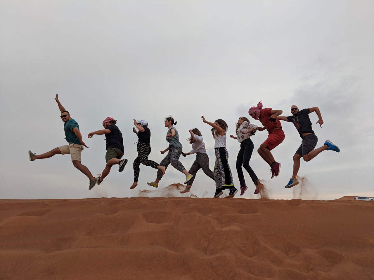 the FishingBooker crew enjoying the desert near Dubai, UAE